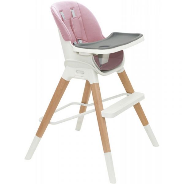OLMITOS CHAISE HAUTE EN BOIS 4 EN 1 ROSE