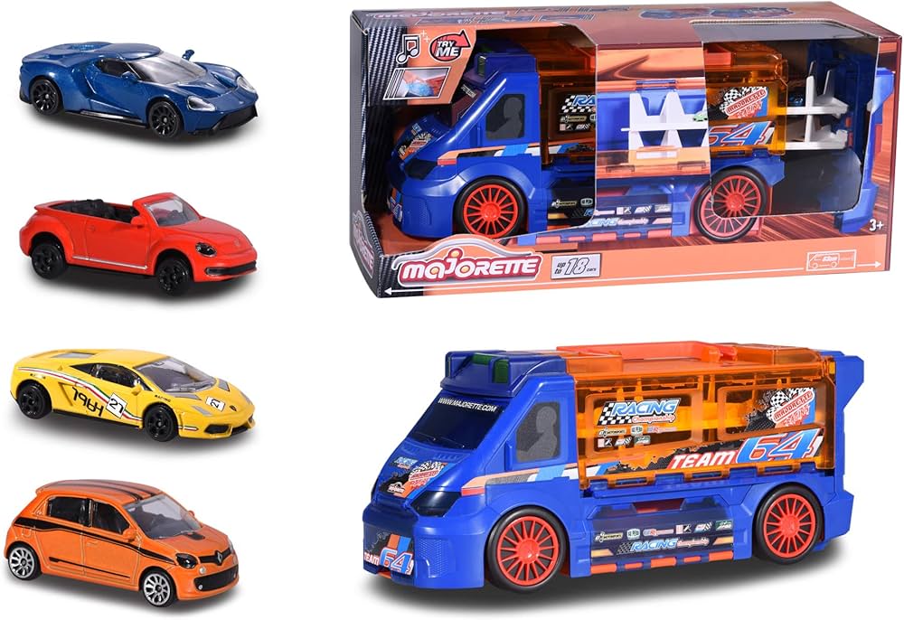 MAJORETTE DIE CASTPLAYSET RACE + 4 CARS