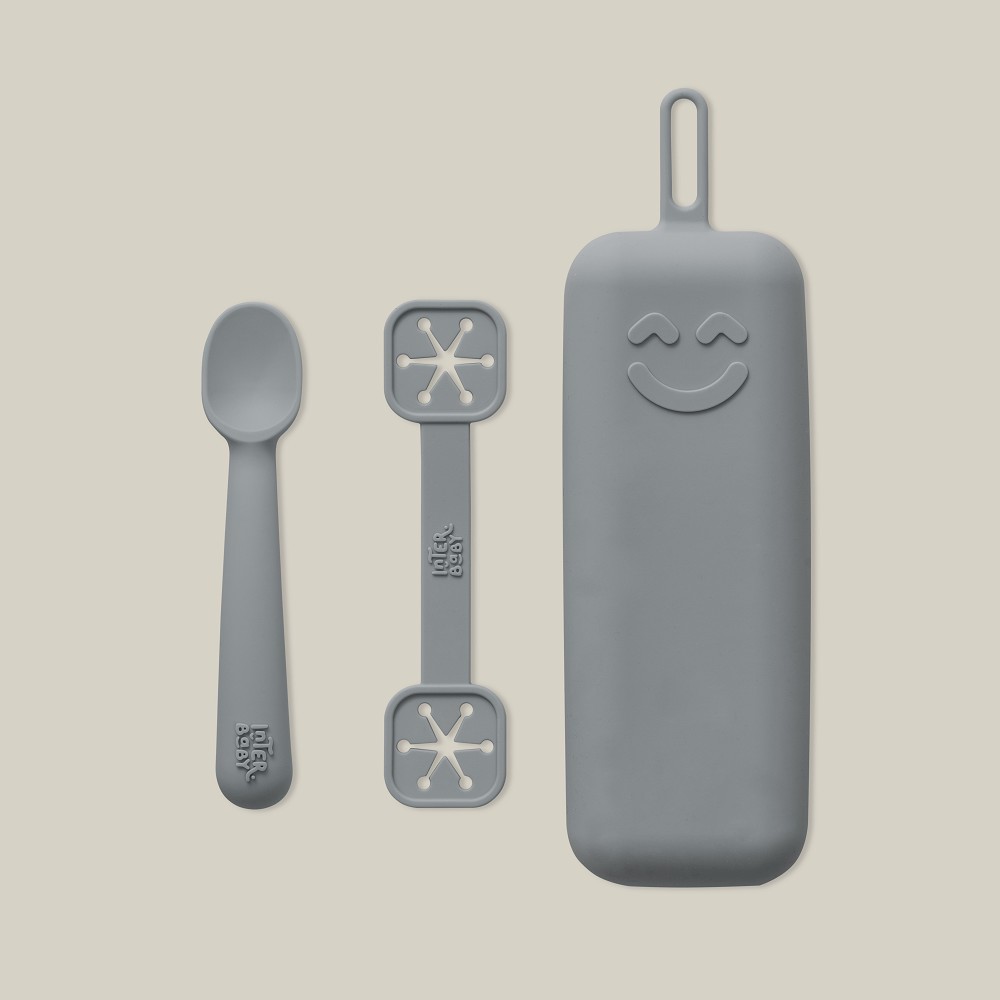INTERBABY SET PORT BAVOIR + CUILLÈRE GRIS
