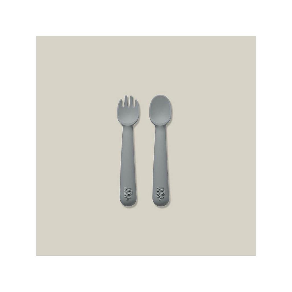INTERBABY CUILLÈRE + FOURCHETTE EN SIL GRIS