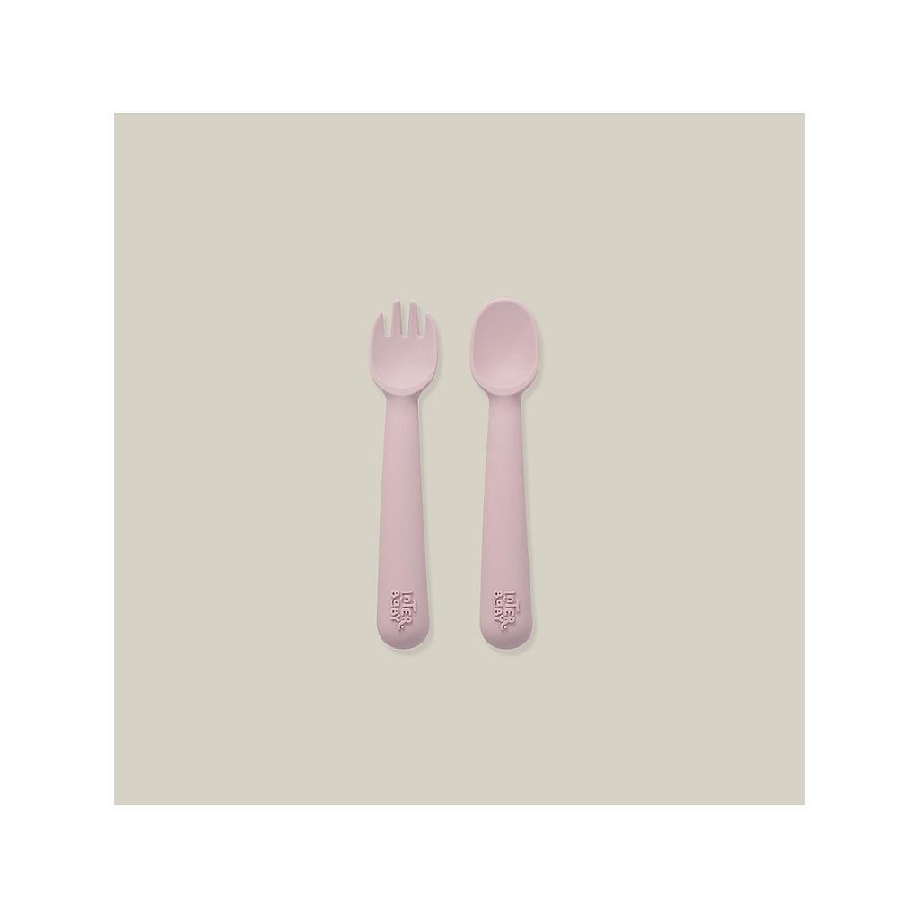 INTERBABY CUILLÈRE + FOURCHETTE EN SIL ROSE