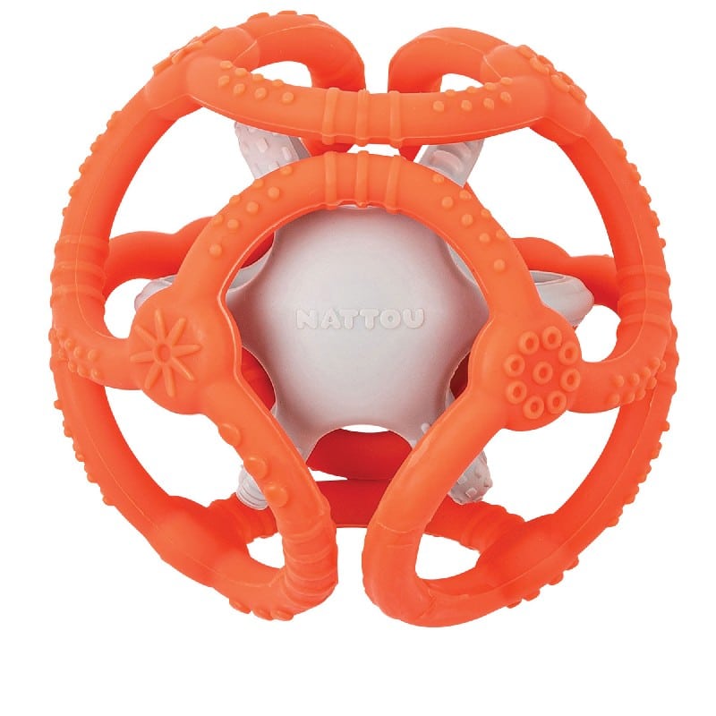 NATTOU 2 BALLS EN SILICONE ORANGE ET GRIS