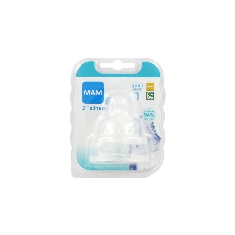 MAM 2 TETINES EN SILICONE 0M+ DEBIT 1