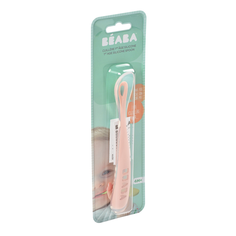 BEABA CUILLERE 1ER AGE SILICONE ROSE
