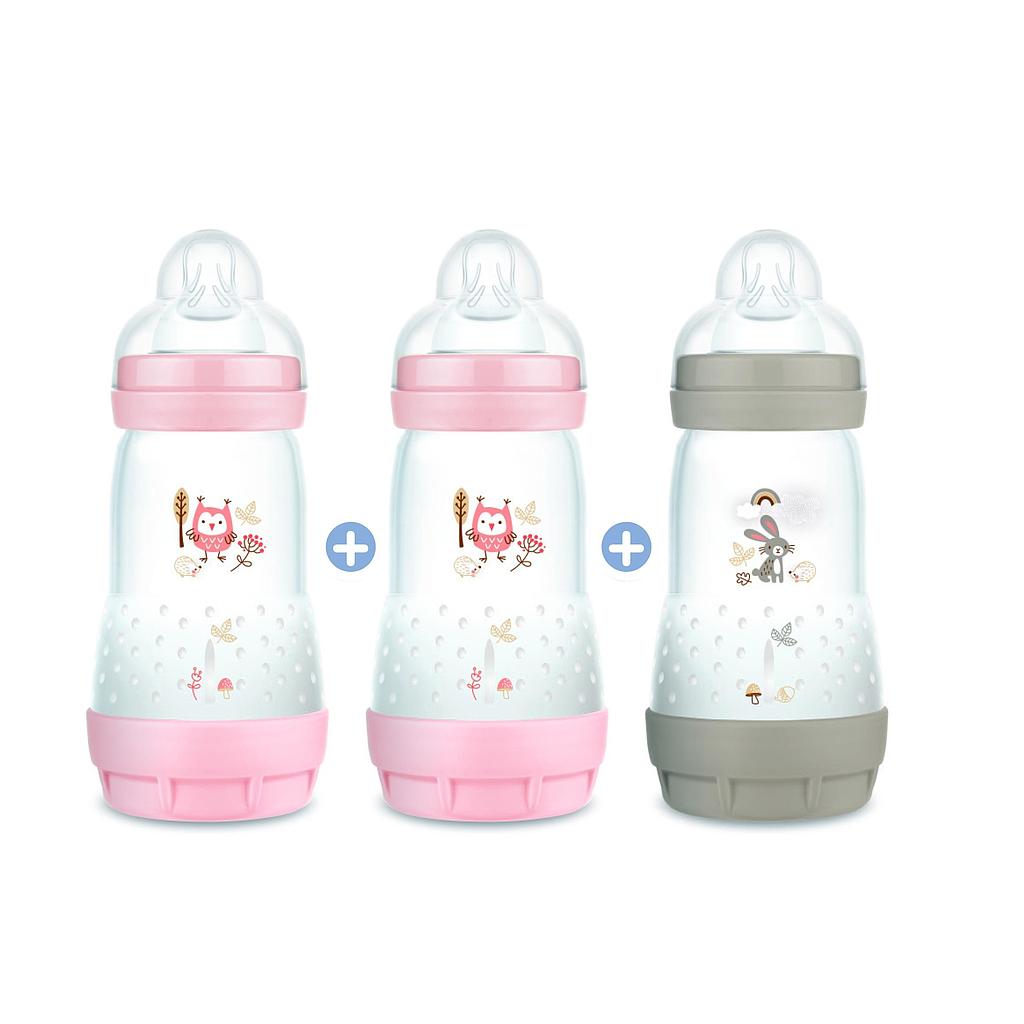 MAM PACK 3 BIBERONS EN PLASTIQUE 260 ML ANTI-COLIQUE 2M+