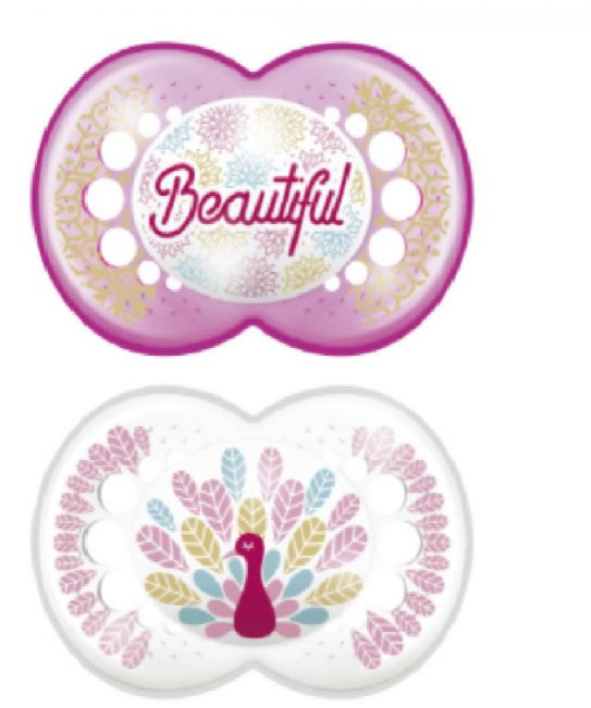 MAM 2 SUCETTES EN SILICONE DECOR 18M+