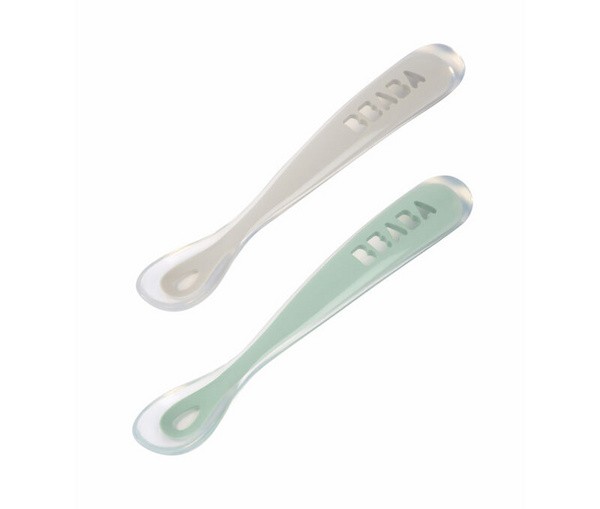 BEABA LOT DE 2 CUILLERES 2EME AGE SILICONE