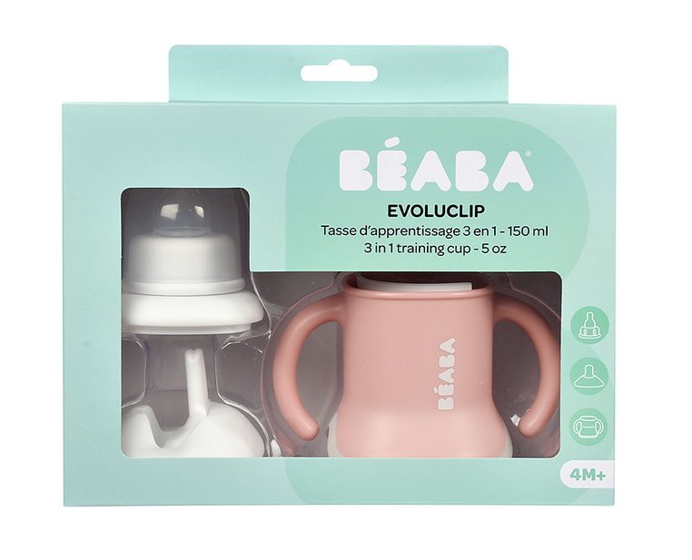 BEABA EVOLUCLIP TASSE D'APPRENTISSAGE 3EN1 150ML ROSE