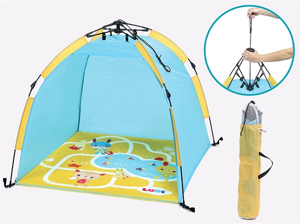 LUDI TENTE ANTI UV+PLATEAU DE JEUX 105x105x90