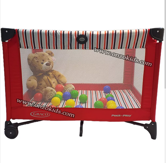 GRACO LIT PARC PORTATIF ROUGE RAYURES 99X68.5