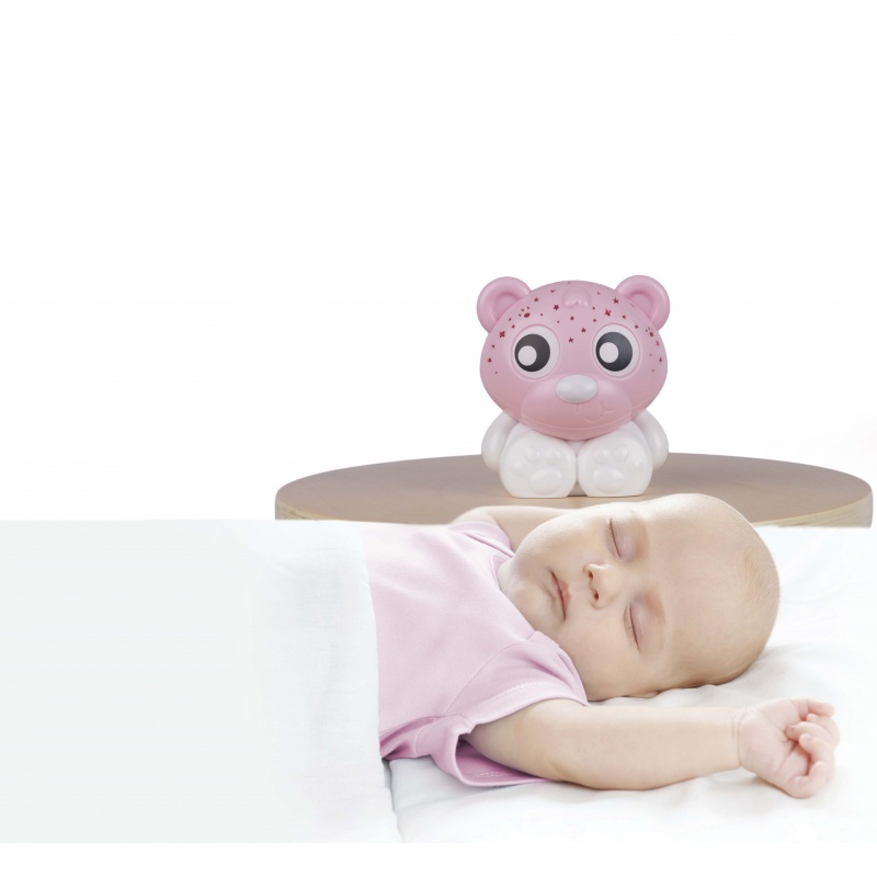 PLAYGRO VIELLEUSE ET PROJECTION GOODNIGHT BEAR ROSE