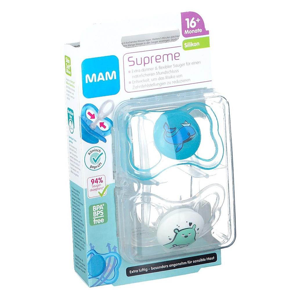 MAM 2 SUCETTES EN SIL SUPREME 16M+