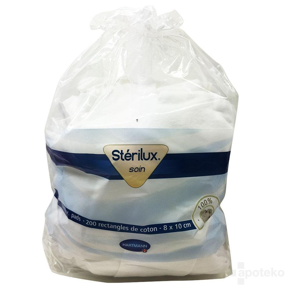 STERILUX SOIN PADS 200 RECTANGLES DE COTON 8X10 CM