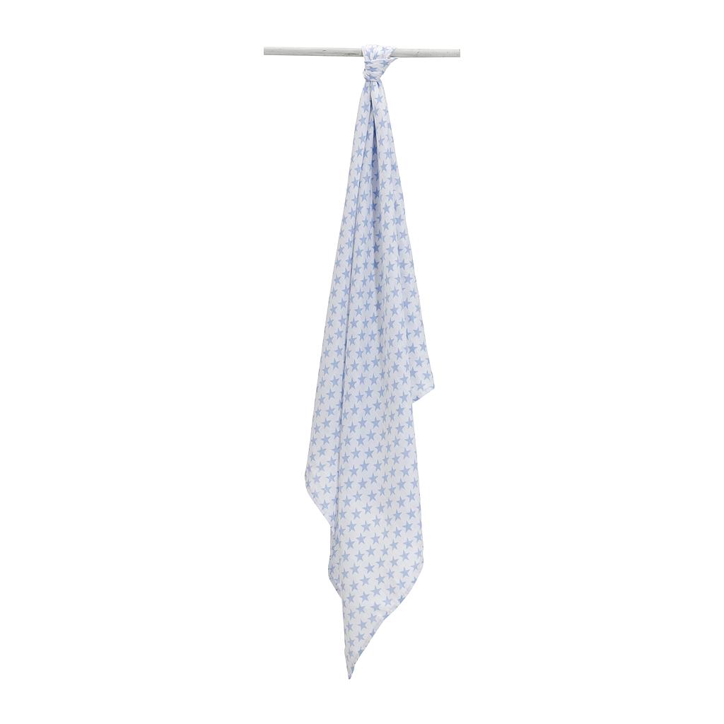 INTERBABY MOUSSELINE DE BAMBOU 120X120 CM ETOILE BLEU