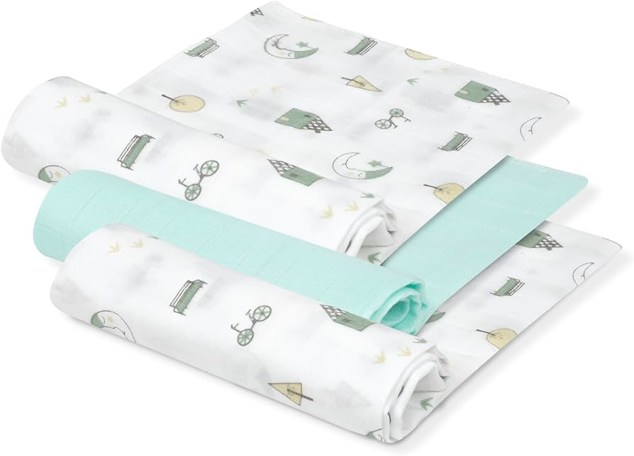 INTERBABY PACK 3 GAZES DE BAMBOU 55 X 70 CM VERT