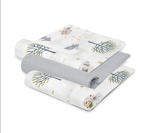 INTERBABY PACK 3 GAZES DE BAMBOU 55 X 70 CM GRIS