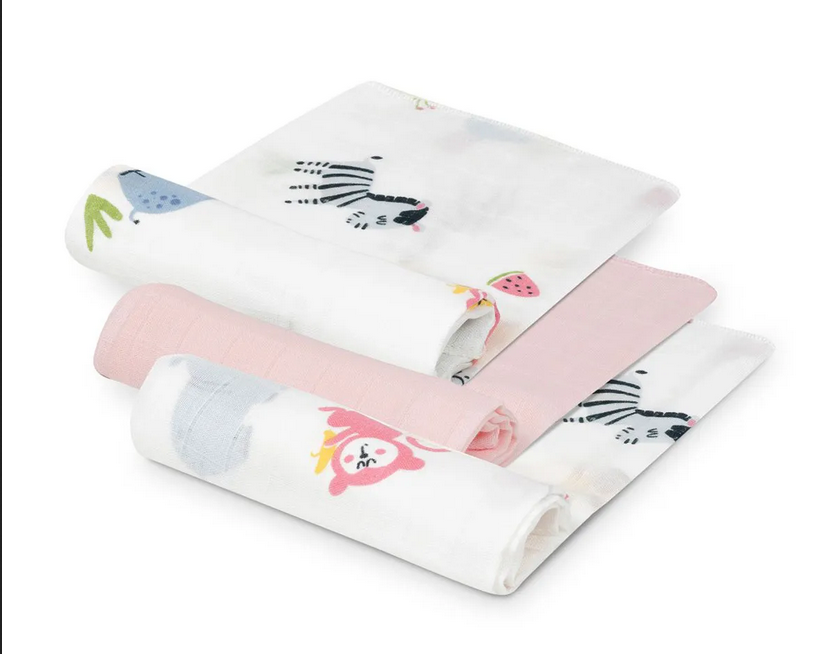 INTERBABY PACK 3 GAZES DE BAMBOU 55 X 70 CM ROSE
