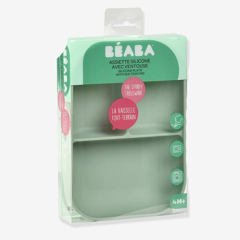 BEABA ASSIETTE SILICONE AVEC VENTOUSE VERT
