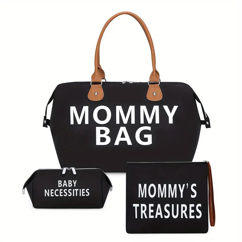 MOMMY BAG SAC A LANGER 3 PIÈCE NOIR