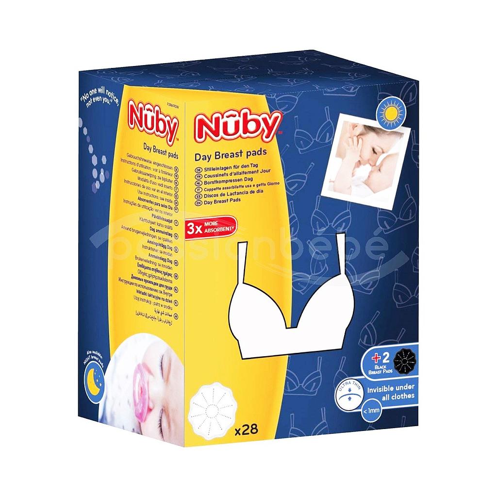 NUBY Compresses d'allaitement pour la journée - 28 pièces blancs et 2pièces noirs