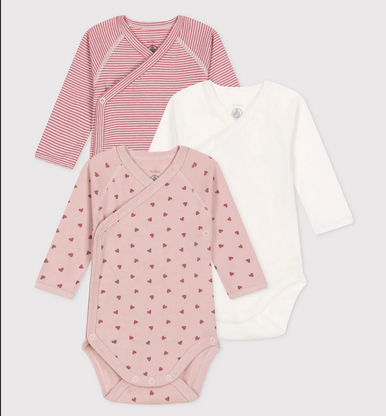 PETIT BATEAU 3 BODIES CACHE COEUR ROSE