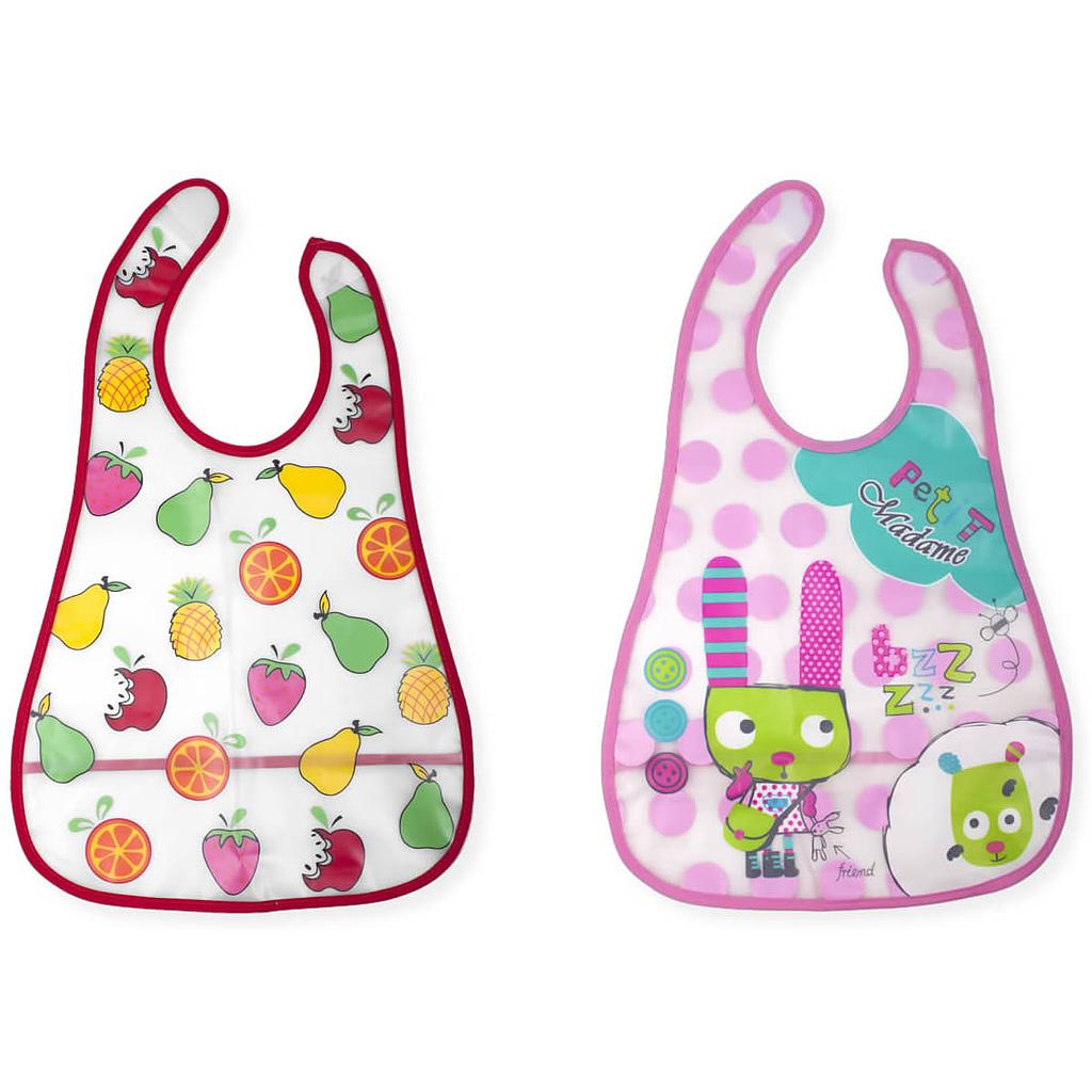 INTERBABY 2 BAVOIRES EN PLASTIQUE ROUGE/ROSE