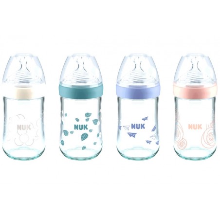 NUK BIBERON EN VERRE NATURE SENSE SILICONE 240 ML 0-6M