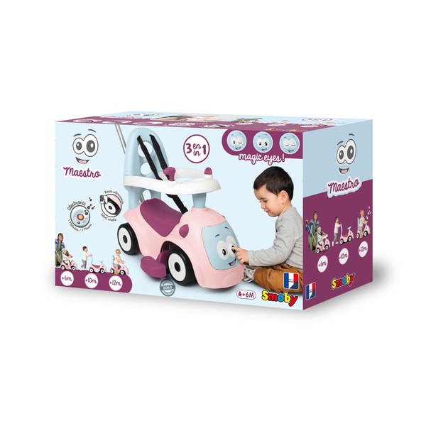SMOBY Porteur Maestro Balade Rose 3 en 1