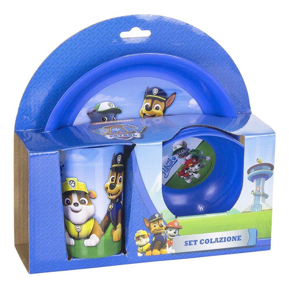 SET A MANGER PAW PATROL BLEU 3 PIECE