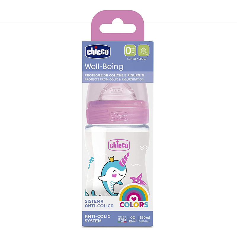 CHICCO BIBERON EN PLATIQUE 150 ML SIL NN ROSE