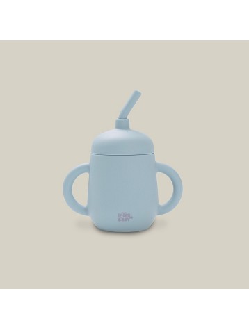 INTERBABY TASSE AVEC PAILLE EN SILICONE BLEU