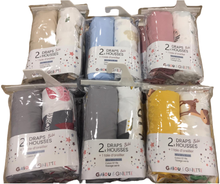 GAïOU &amp; GAïETTE  2 DRAPS HOUSSES + TAIE D'OREILLER