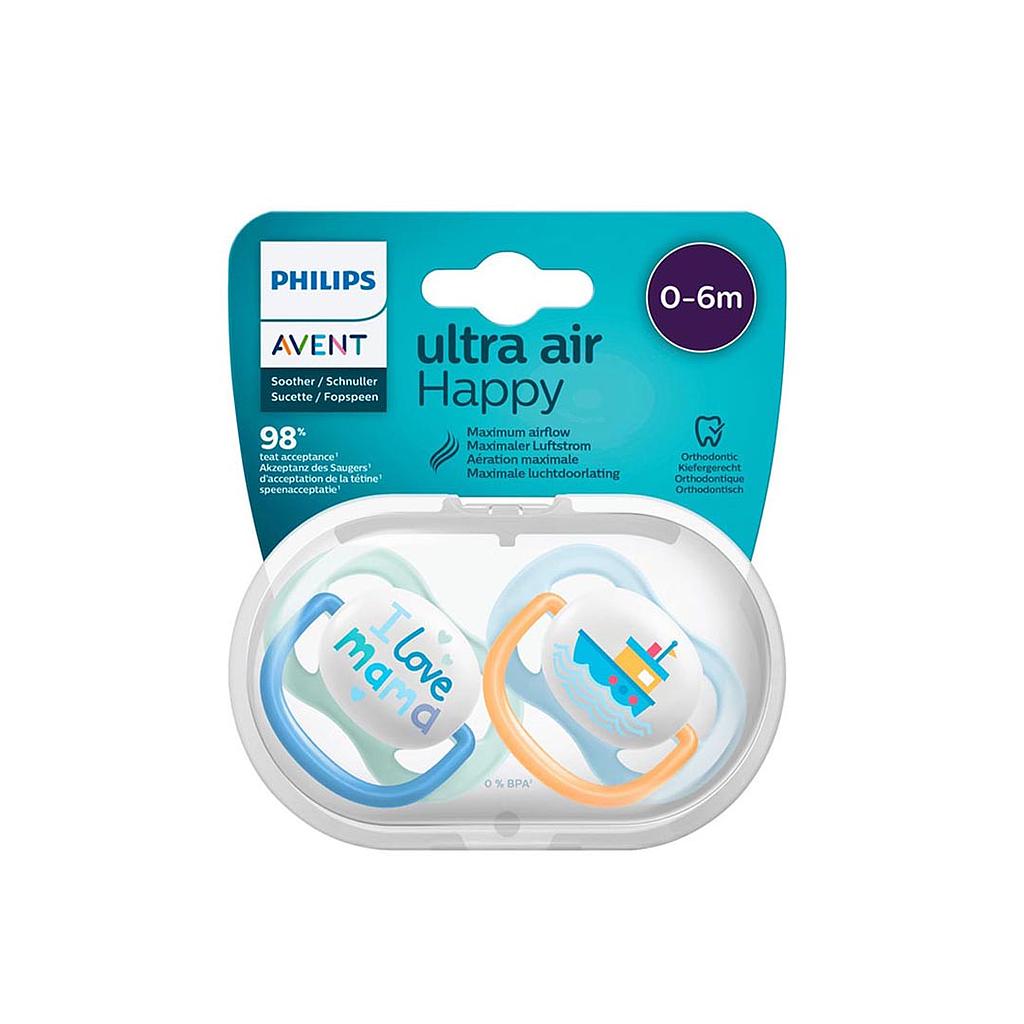AVENT 2 SUCETTES ULTRA AIR HAPPY 0-6M