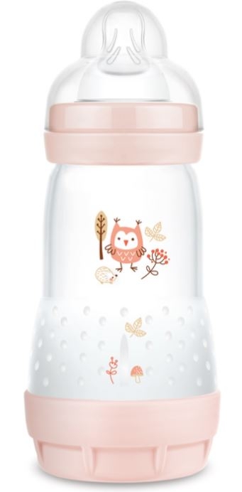 MAM BIBERON EN PLASTIQUE 260 ML ANTI-COLIQUE 2M+ ROSE