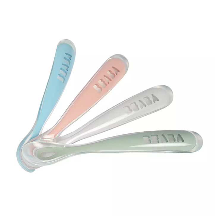 BEABA LOT DE 4 CUILLERES 1ER AGE SILICONE