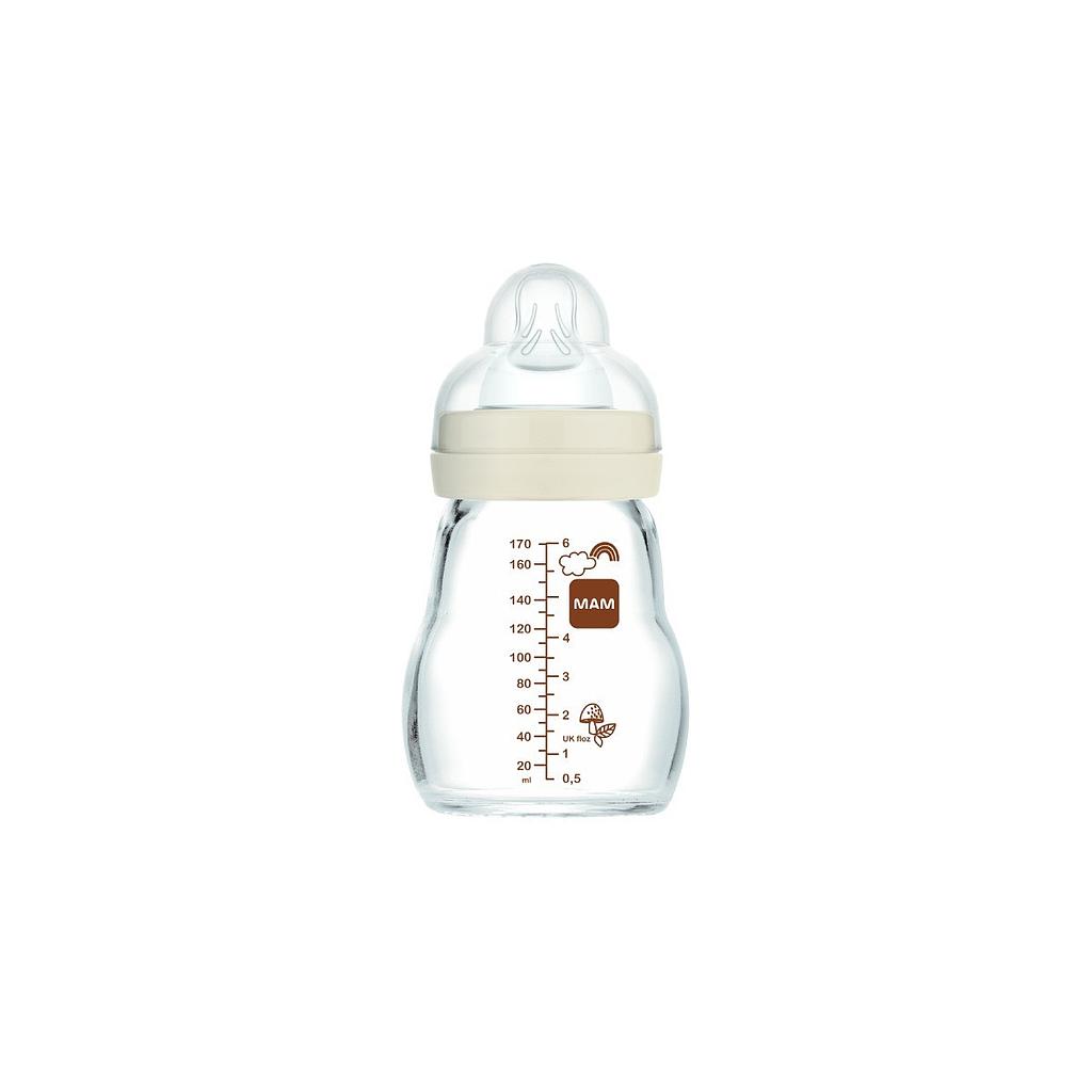MAM BIBERON EN VERRE PREMIUM 170 ML 0M+ BEIGE