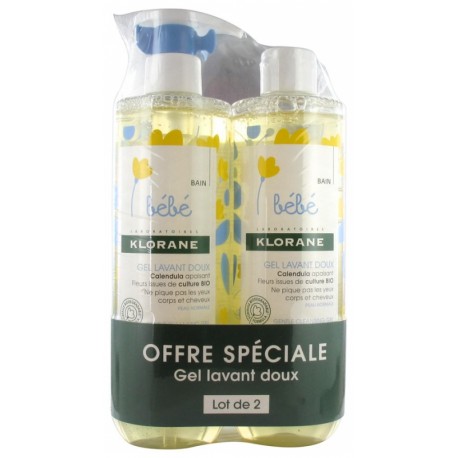 KLORANE LOT DE 2 GEL LAVANT DOUX 500 ML