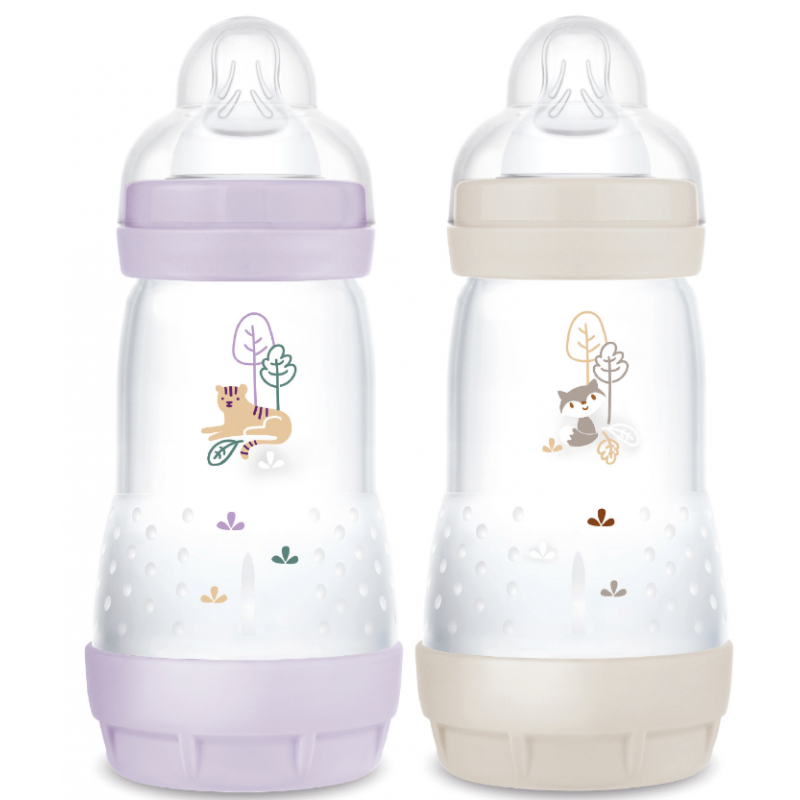 MAM PACK 2 BIBERONS EN PLASTIQUE 260ML ANTI-COLIQUE 2M+