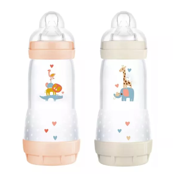 MAM PACK 2 BIBERONS EN PLASTIQUE 320 ML ANTI-COLIQUE 4M+