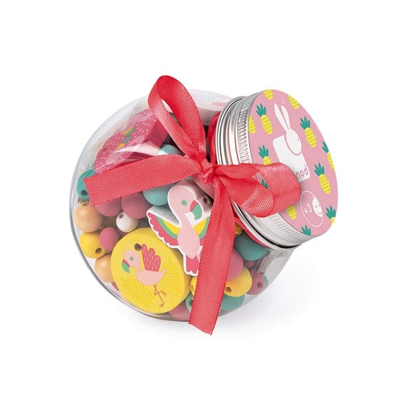 JANOD PERLES EN BOIS 220 PIECES ROSE F