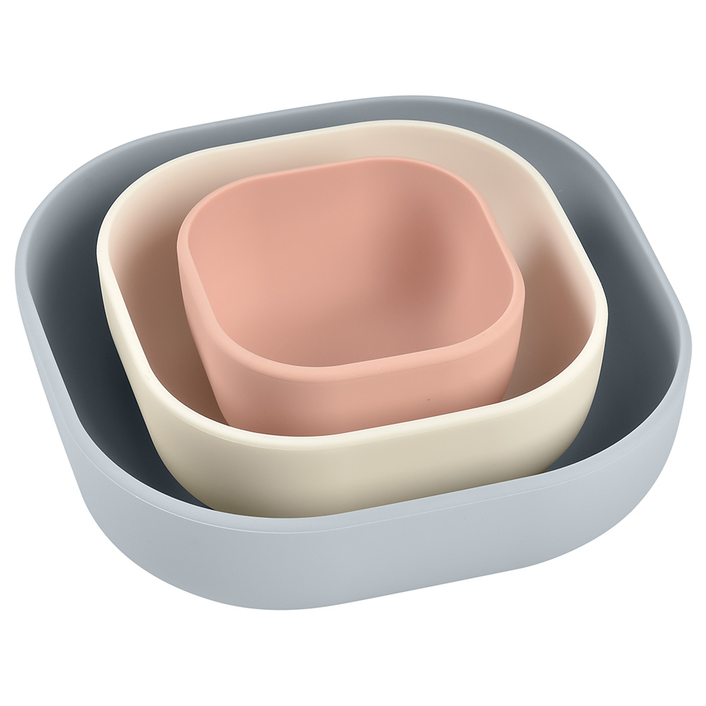 BEABA LOT DE 3 BOLS EN SILICONE 4M+ GRIS/ROSE