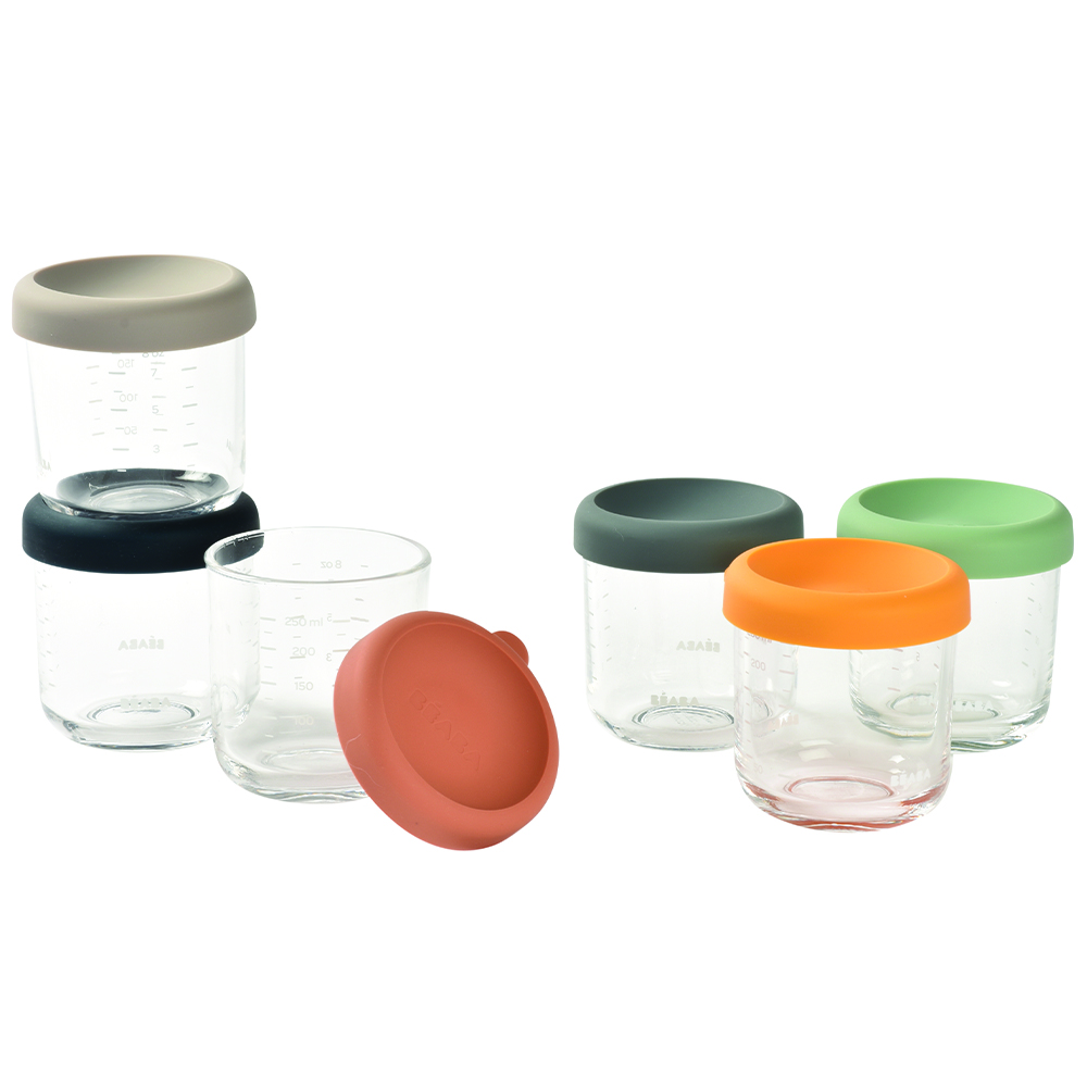 BEABA COFFRET 6 PORTIONS VERRE 250ML SUNRISE COLOR MIX