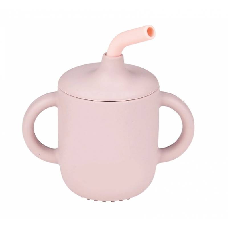 NATTOU GOBLET AVEC PAILLE EN SILICONE ROSE