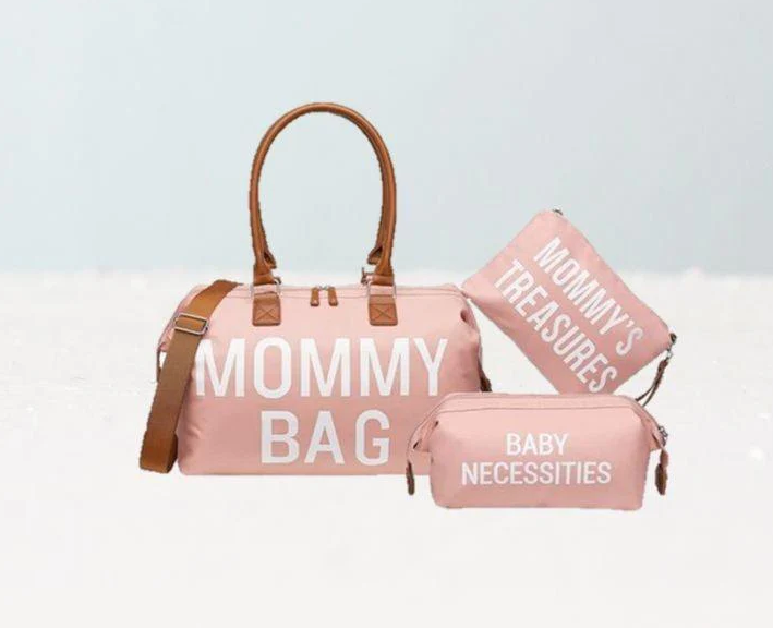 MOMMY BAG SAC A LANGER 3 PIÈCE ROSE