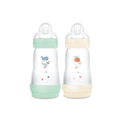 MAM BIBERON EN PLASTIQUE 320 ML EASY START ANTI-COLIQUE 4M X 2 MENTHE+COTON