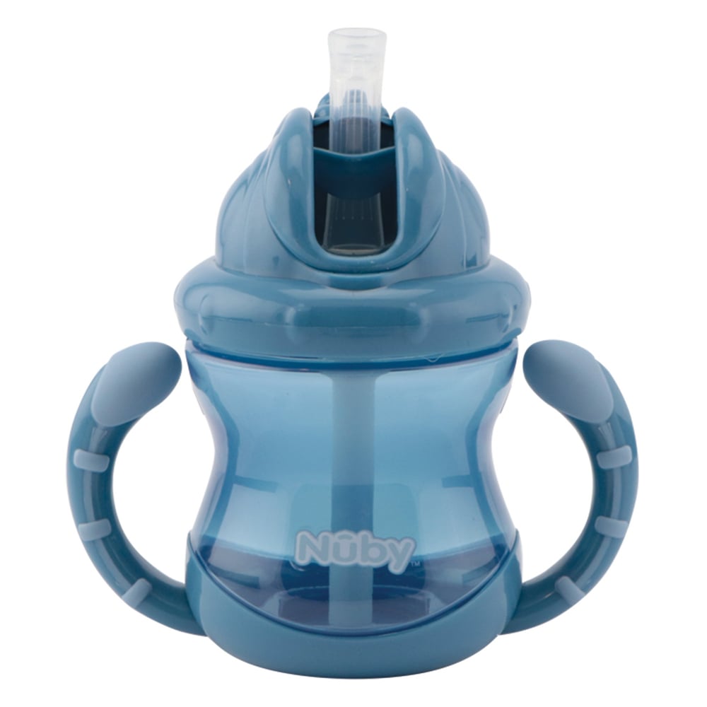 NUBY Gobelet anti-goutte Flip-It avec anses - bleu - 240ml - 12m+