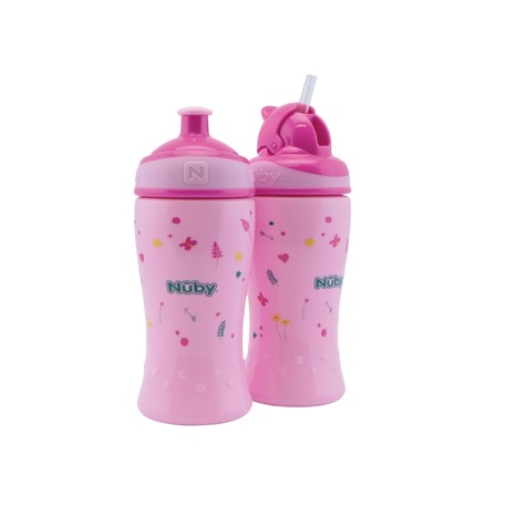 NUBY 2P Pop-up cup + Flip-it - Pink - 360m