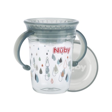 NUBY Gobelet magique 360° avec anses en Tritan™ - Gris - 240ml -