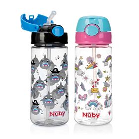 NUBY Gobelet thermos paille souple et bouton push en Tritan™ - 530ml - 3 ans+