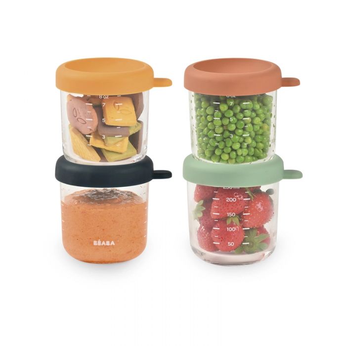 BEABA Coffret 4 portions verre 250 ml (Sunrise color mix)